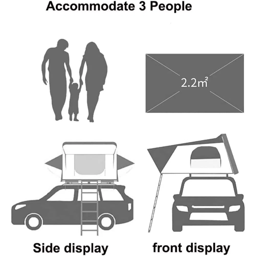Autodachzelt Für Camping, Hartschalen-popup-dachzelt Mit Teleskopleiter, 4-Jahreszeiten-wasserdichtes Dachzelt Für SUV, Truck, Van, Outdoor-autozelt Für 2 Personen