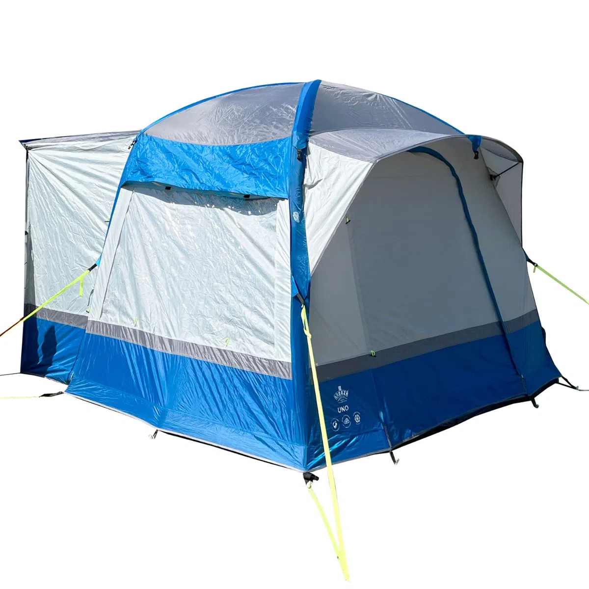 OLPRO Uno Breeze Aufblasbares Vorzelt für Wohnmobile, 3,3 m x 2,2 m, Blau und Grau, eingenähte Bodenplane, freistehend, Zelt, Luftstrahl, für Fahrzeuge mit einer Höhe von 190 cm - 250 cm