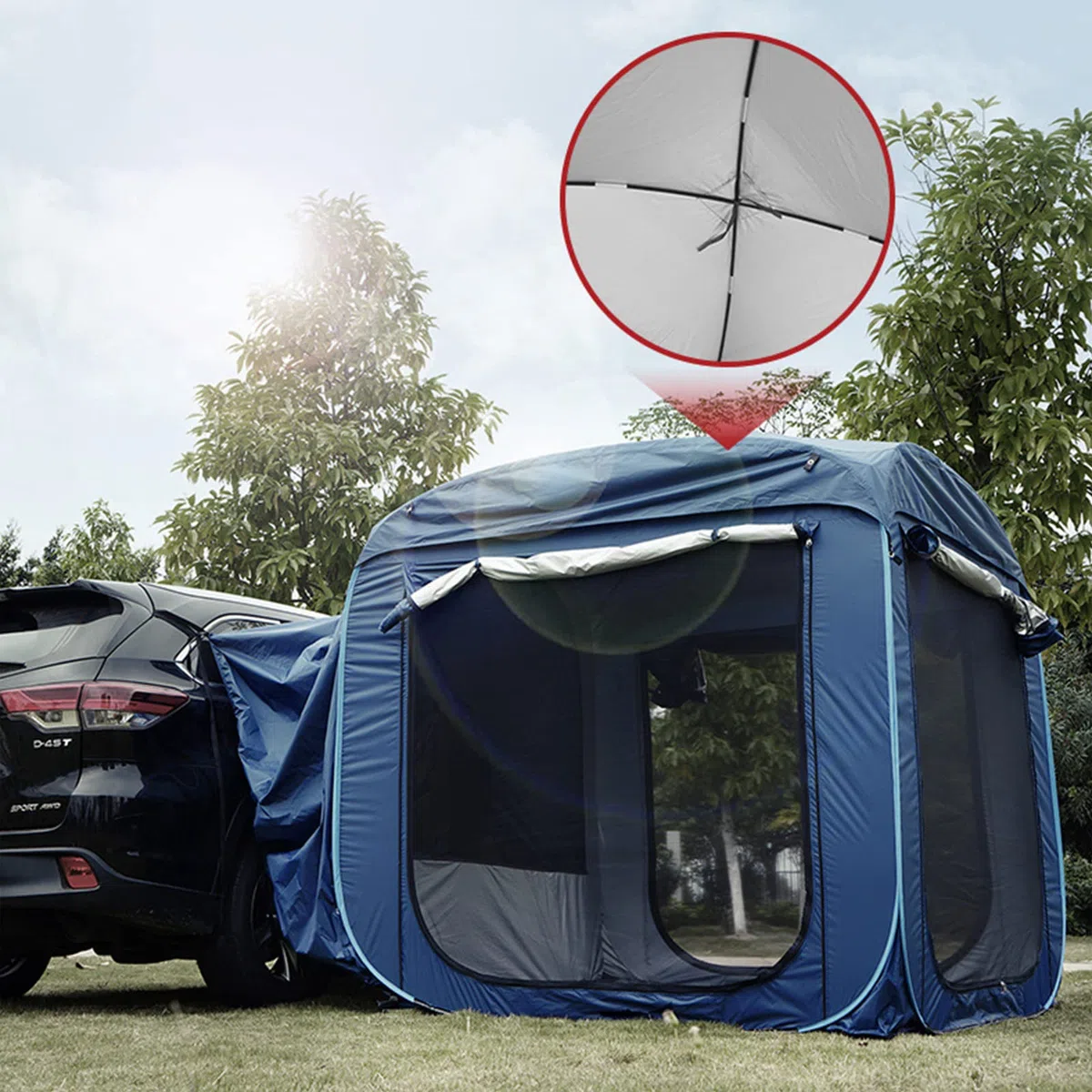 Auto SUV Heckzelt autozelt heckklappe für 2-4 Personen, Pop Up Auto Unterstand Campingauto Heckklappen Van Markisenzelt, Mit Wasserdichtem Regenschutz Tragetasche, Glamping familienzelt