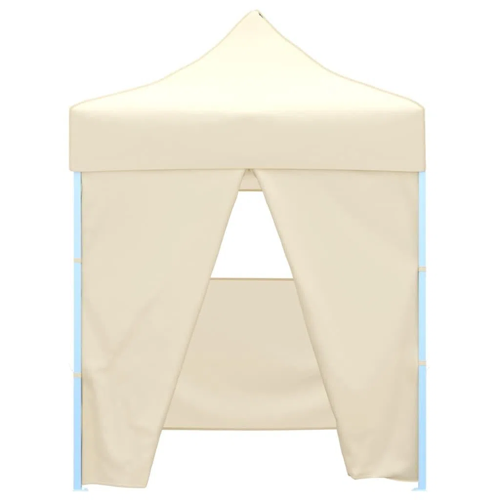 Faltpavillon mit 4 Wänden aus cremefarbenem Stahl, 2 x 2 m, für