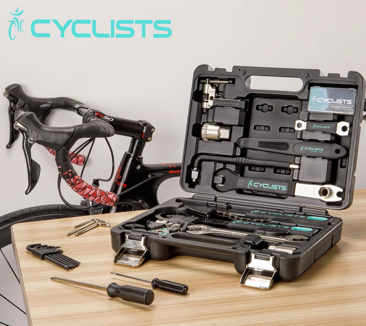Fahrrad-Werkzeug-Set mit Aufbewahrungskoffer, 22-teiliges Fahrrad-Reparaturwerkzeug-Set, tragbare Werkzeugbox, Fahrradwartungswerkzeuge für Rennräder und Mountainbikes