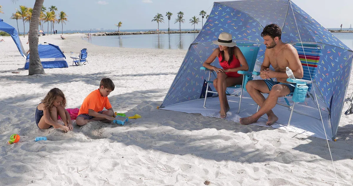 RIO Brands Beach Speedy Pop-Up Beach Cabana Sonnenschutz Surf Power Surfer 2,4 m x 2,4 m x 1,8 m
