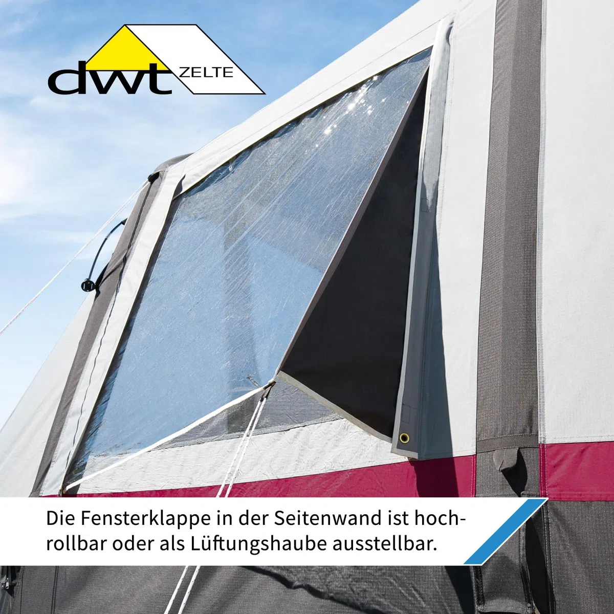 DWT aufblasbares Vorzelt Wohnwagen, Bella Air HQ, 340x280+80cm, leichtes Tunnelzelt mit Luftkammern inkl. Luftpumpe und Abspannmaterial