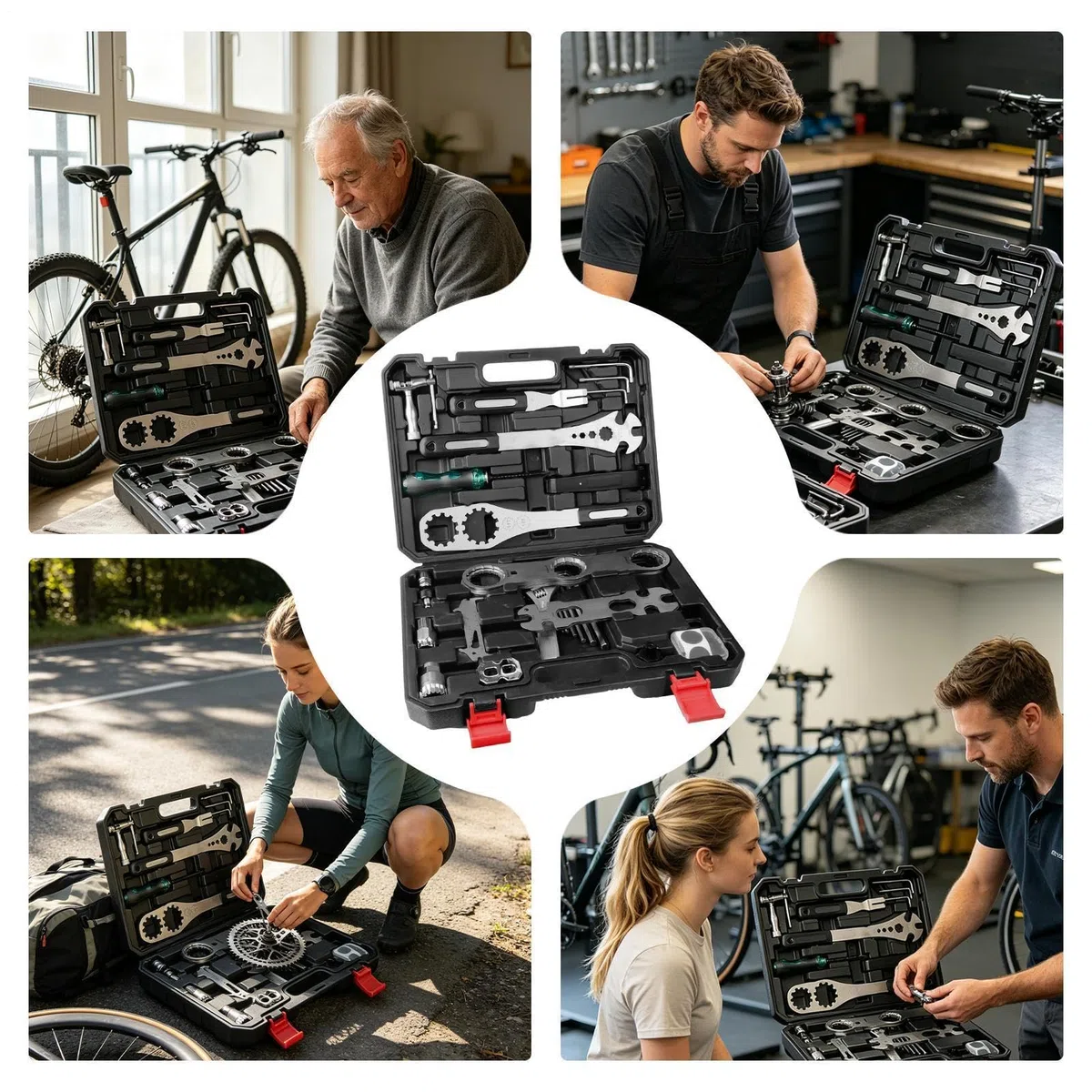 Fahrrad-Reparaturset und Werkzeugkoffer Schraubenschlüssel-Set mit