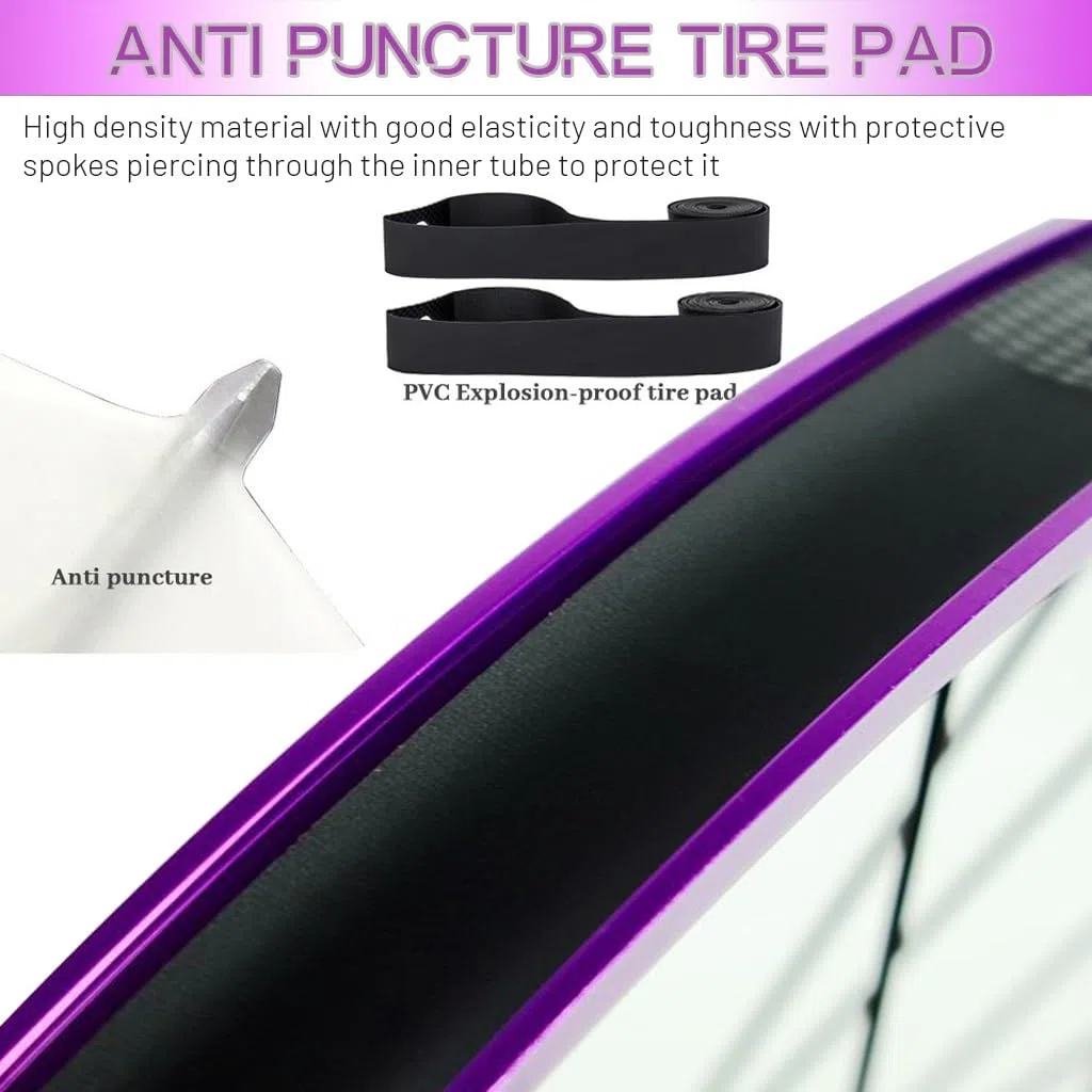 26/27,5/29 Zoll Fahrradfelgen aus Aluminiumlegierung, genietete Felge, 4 abgedichtete Lager, lila, für Hybrid-/MTB-Bikes, 7-12-Gang 32-Loch-Kassette.